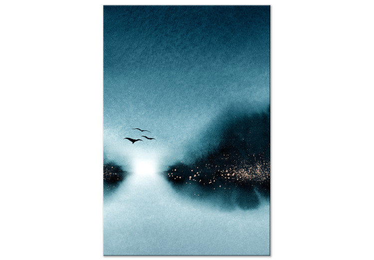 Canvas Print Three birds on the evening sky - landscape with dark clouds 136008