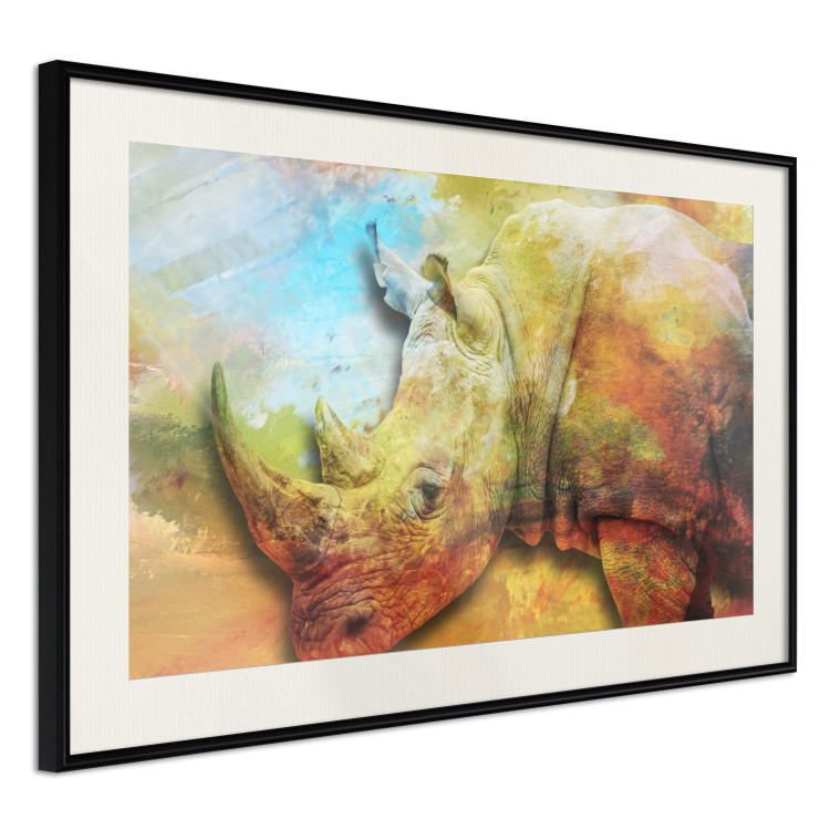 Wall Poster Horizontal Rhino - warm-colored composition with an animal 137008 additionalImage 24