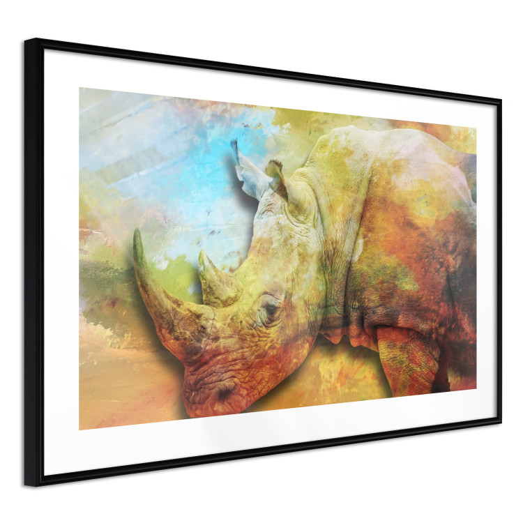 Wall Poster Horizontal Rhino - warm-colored composition with an animal 137008 additionalImage 26