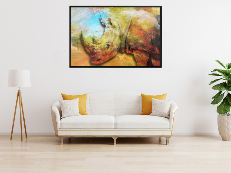 Wall Poster Horizontal Rhino - warm-colored composition with an animal 137008 additionalImage 16