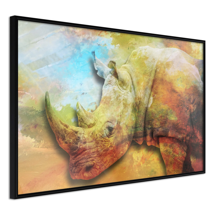 Wall Poster Horizontal Rhino - warm-colored composition with an animal 137008 additionalImage 2