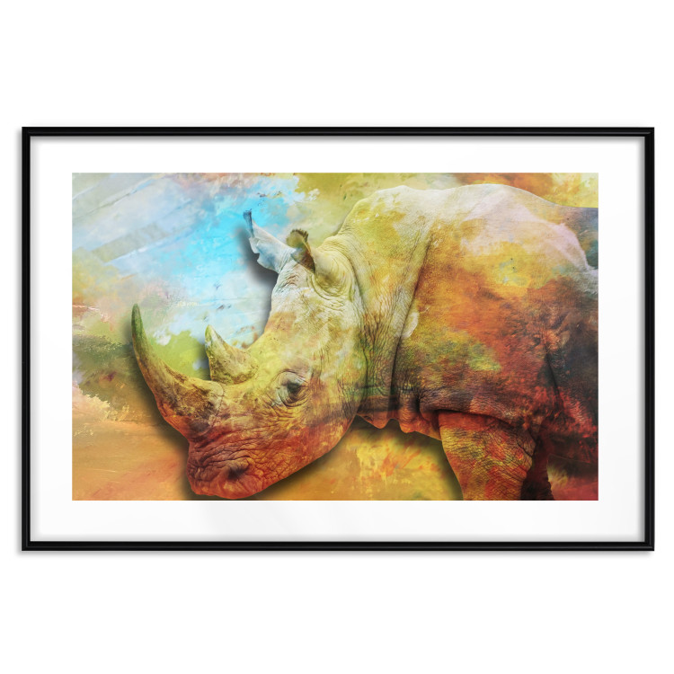 Wall Poster Horizontal Rhino - warm-colored composition with an animal 137008 additionalImage 7
