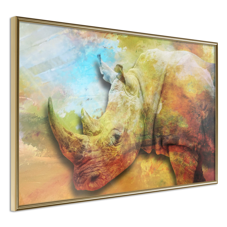 Wall Poster Horizontal Rhino - warm-colored composition with an animal 137008 additionalImage 27