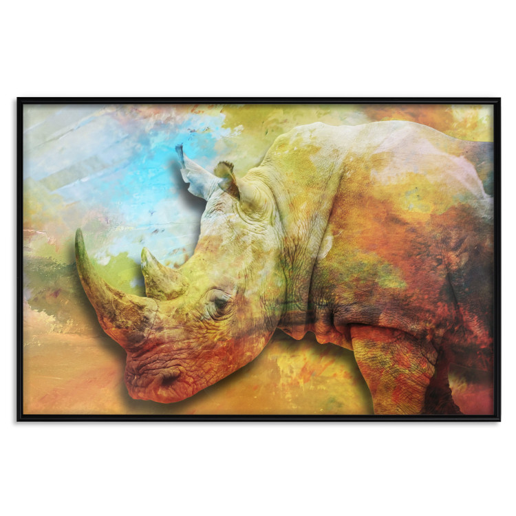 Wall Poster Horizontal Rhino - warm-colored composition with an animal 137008 additionalImage 10