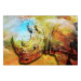 Wall Poster Horizontal Rhino - warm-colored composition with an animal 137008