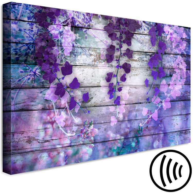 Canvas Art Print Lavender Charm (1-piece) Wide - purple flowers and planks in the background 138608 additionalImage 6