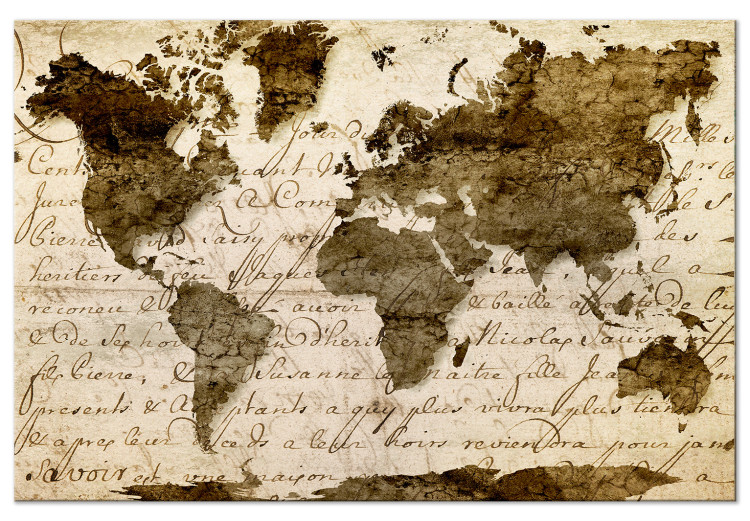 Canvas Art Print Greetings Postcard (1-piece) Wide - sepia world map 143708