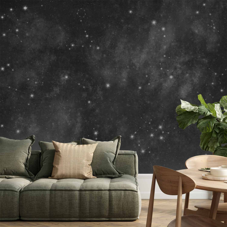 Photo Wallpaper Stars - Constellations of Zodiac Signs in Black and White Cosmos 145308
