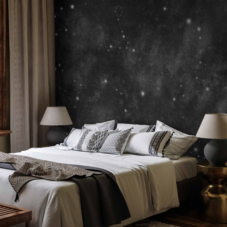 Photo Wallpaper Stars - Constellations of Zodiac Signs in Black and White Cosmos 145308 additionalImage 2