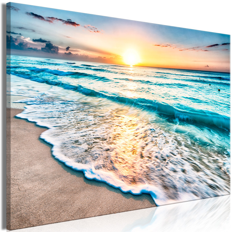 Canvas Sea Landscape - Sunny Turquoise Waves at Sunset 147708 additionalImage 2