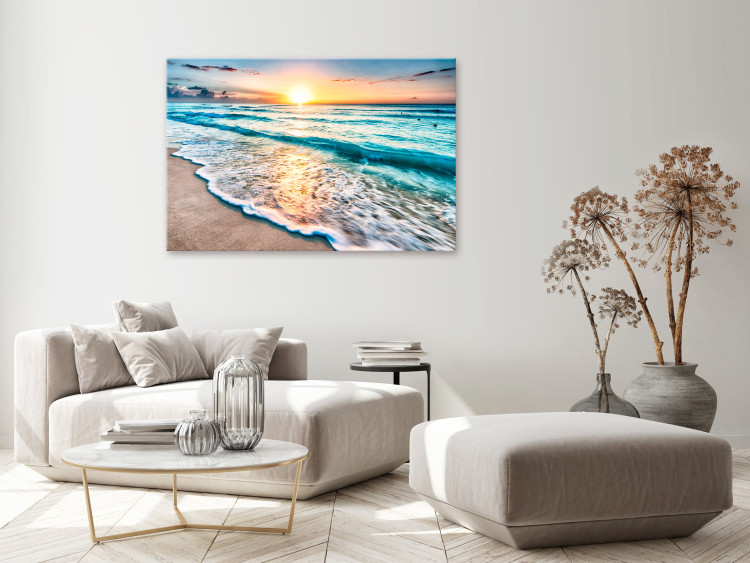 Canvas Sea Landscape - Sunny Turquoise Waves at Sunset 147708 additionalImage 3