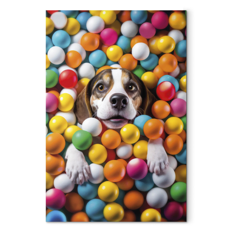 Canvas Art Print AI Beagle Dog - Animal Sunk in Colorful Balls - Vertical 150208 additionalImage 7