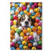 Canvas Art Print AI Beagle Dog - Animal Sunk in Colorful Balls - Vertical 150208