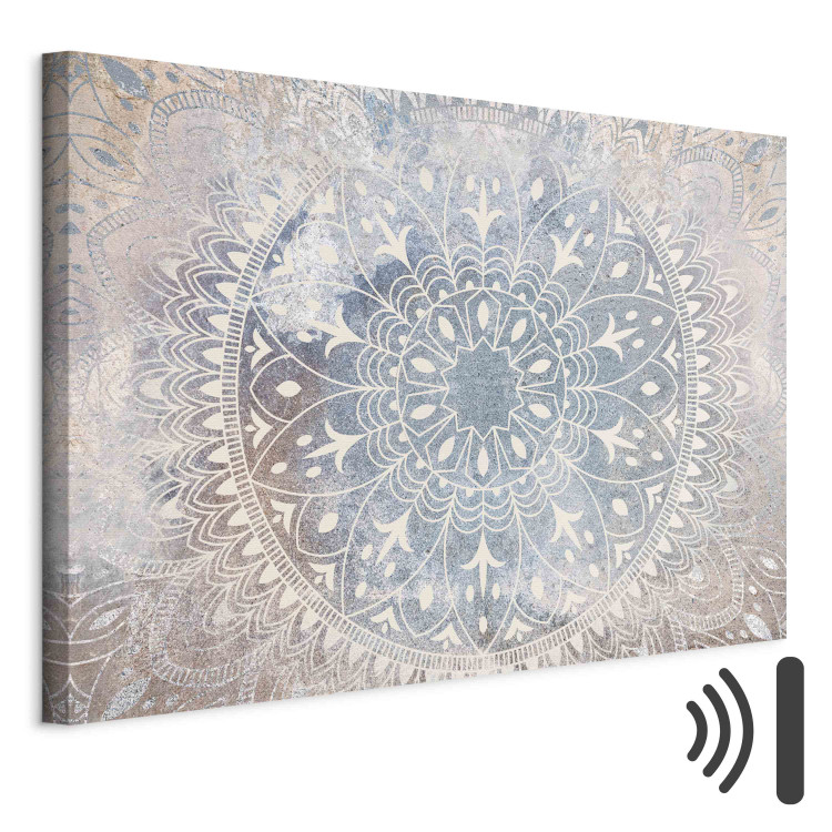 Canvas Mandala - A Bright Cream-Colored Ornament on a Blue Background 151208 additionalImage 8