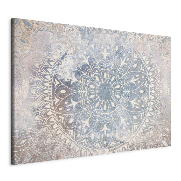 Canvas Mandala - A Bright Cream-Colored Ornament on a Blue Background 151208 additionalImage 2