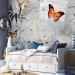Wall Mural Postcard with Nature - Butterflies on a gray and white background with captions and flowers 61308 additionalThumb 4