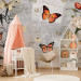 Wall Mural Postcard with Nature - Butterflies on a gray and white background with captions and flowers 61308