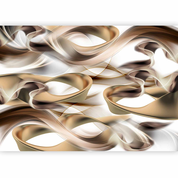 Photo Wallpaper Abstract with Waves - Artistic Composition of Beige-Brown Waves 64808 additionalImage 1