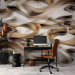 Photo Wallpaper Abstract with Waves - Artistic Composition of Beige-Brown Waves 64808 additionalThumb 4