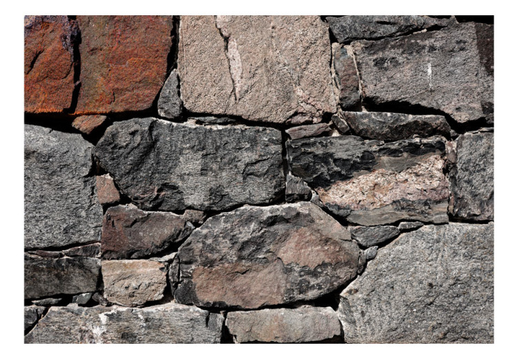Photo Wallpaper Brown stones - textured background of irregular stone blocks 92908 additionalImage 1