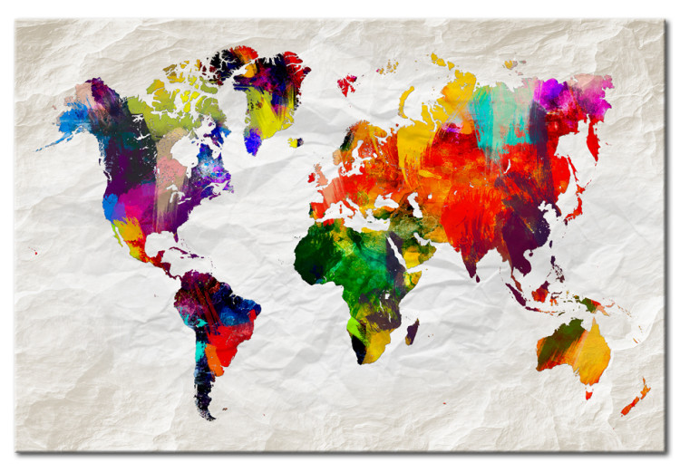 Canvas World Map: Rainbow Madness 94908