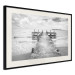 Wall Poster Concrete pier - black and white seascape with view of sea waves 114918 additionalThumb 3