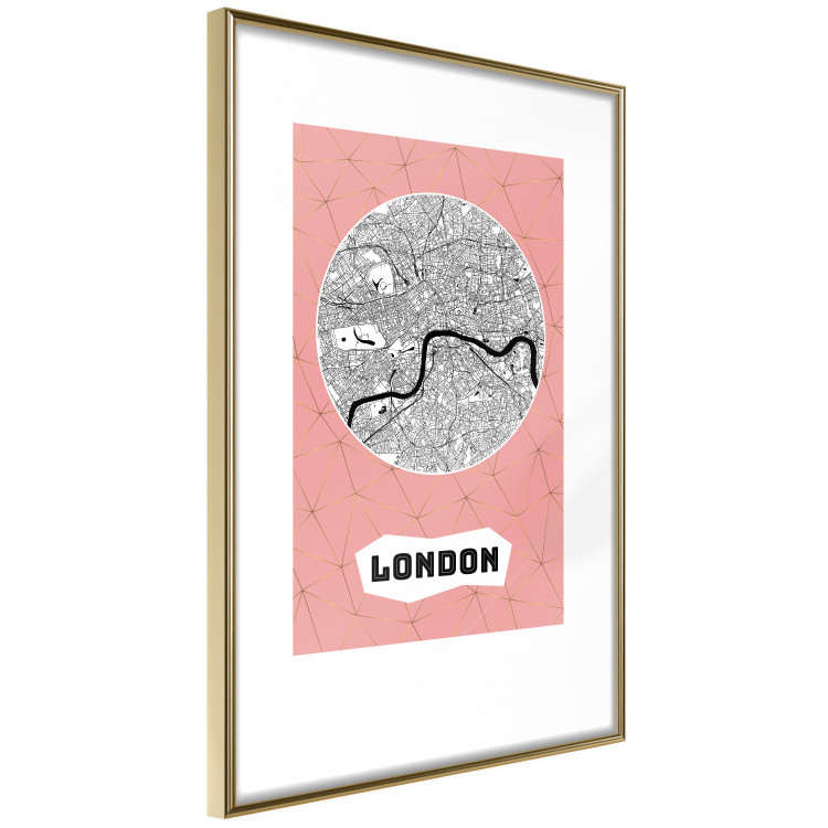 Wall Poster Central London - map of an English city with text on a pink background 117018 additionalImage 4