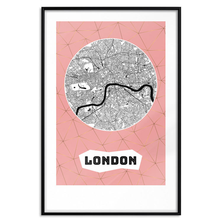 Wall Poster Central London - map of an English city with text on a pink background 117018 additionalImage 18