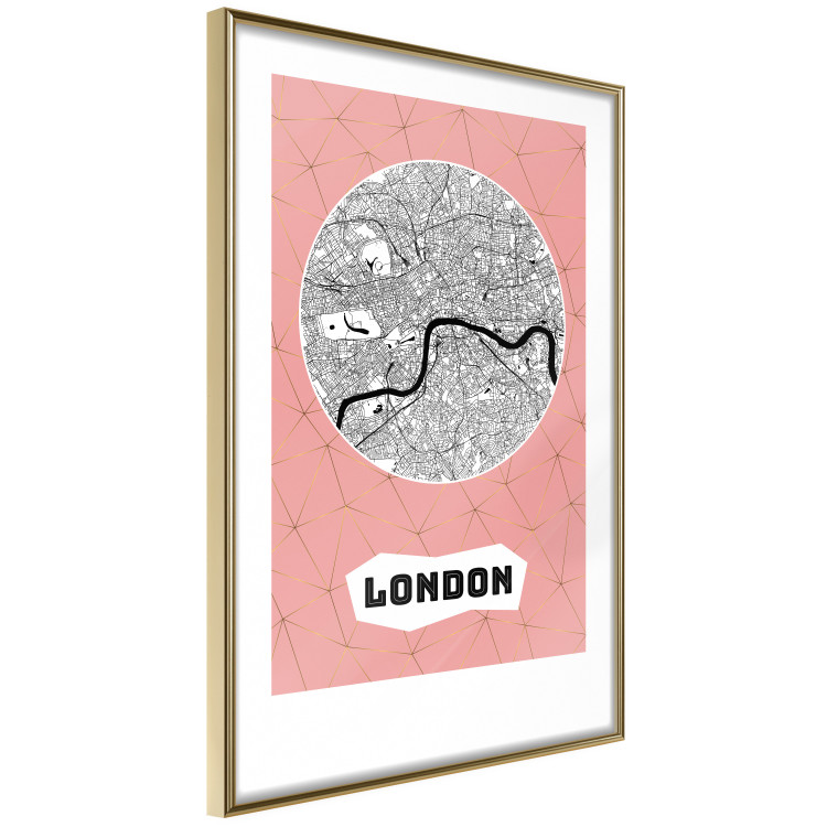 Wall Poster Central London - map of an English city with text on a pink background 117018 additionalImage 8