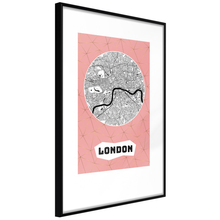 Wall Poster Central London - map of an English city with text on a pink background 117018 additionalImage 3