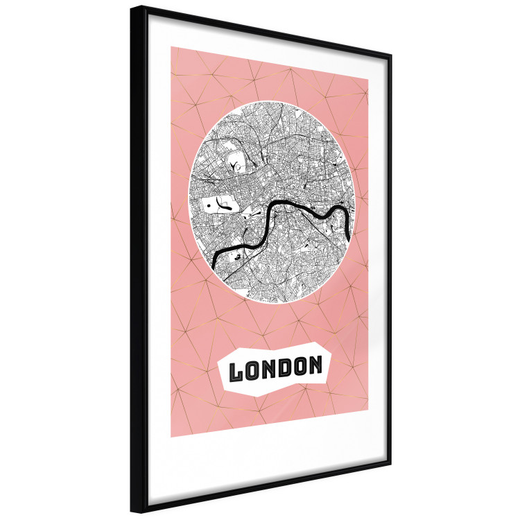 Wall Poster Central London - map of an English city with text on a pink background 117018 additionalImage 9