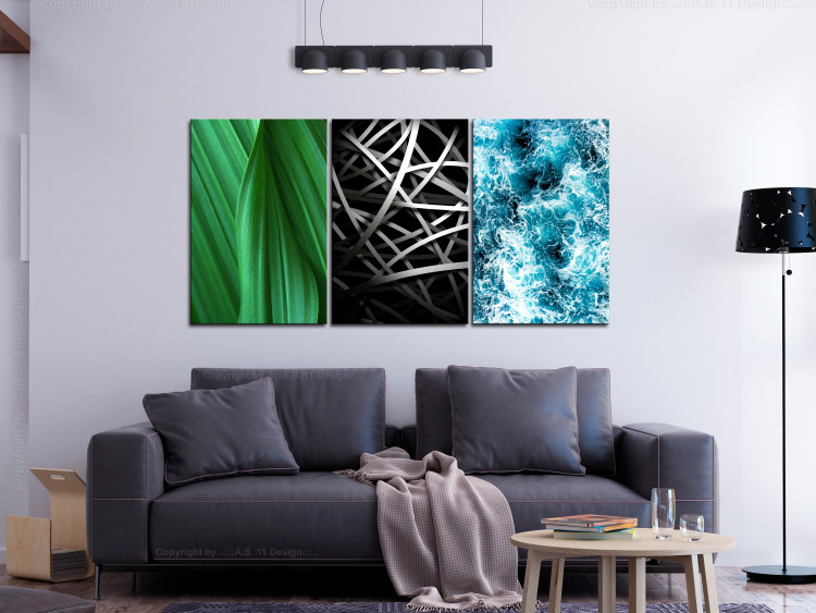Canvas Print Nature in various forms - the structure of leaves, metal and waves 118418 additionalImage 3