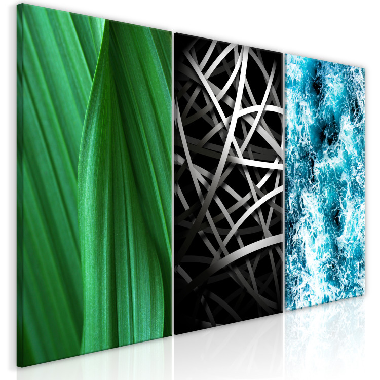 Canvas Print Nature in various forms - the structure of leaves, metal and waves 118418 additionalImage 2