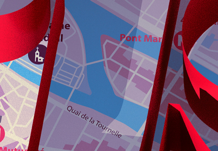 Canvas Paris in red - the inscription 3D Paris on the colorful city map 122218 additionalImage 5
