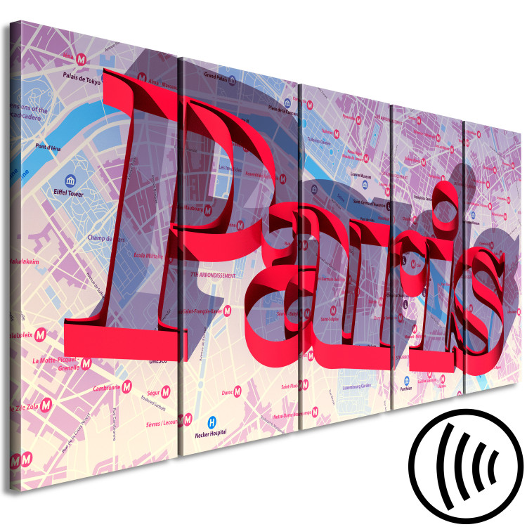 Canvas Paris in red - the inscription 3D Paris on the colorful city map 122218 additionalImage 6