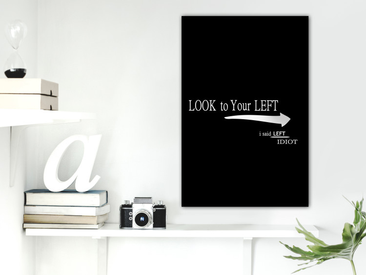 Canvas Art Print The other left - black background with funny, white inscription in English 122818 additionalImage 3