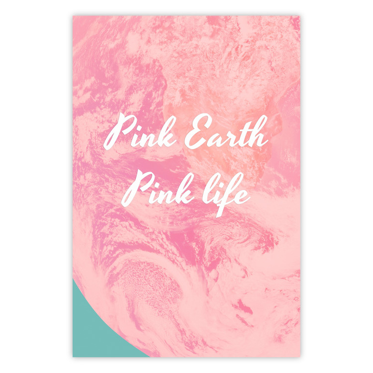 Wall Poster Pink Earth, Pink Life - white English text on pink texture 123218