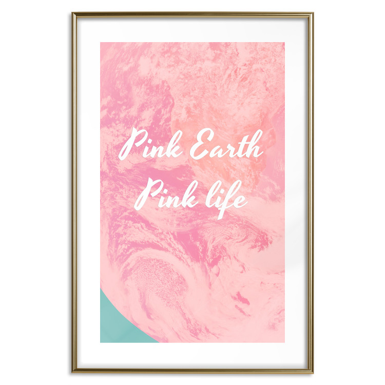 Wall Poster Pink Earth, Pink Life - white English text on pink texture 123218 additionalImage 14