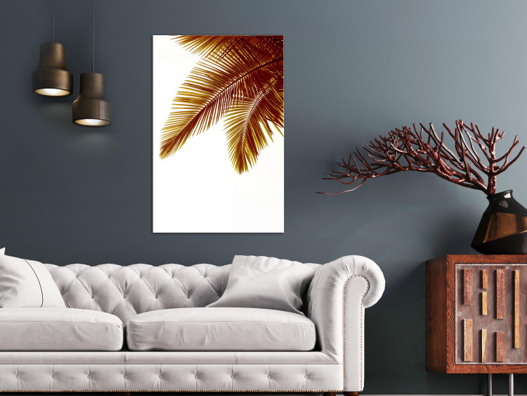 Canvas Print Palm Leaves - tropical landscape with golden palm leaves on a white background 123918 additionalImage 3