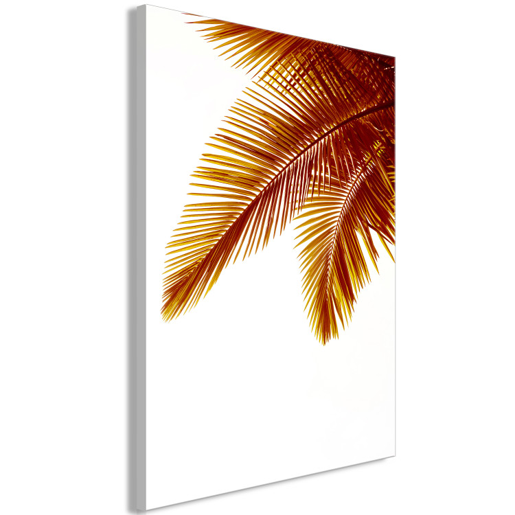 Canvas Print Palm Leaves - tropical landscape with golden palm leaves on a white background 123918 additionalImage 2
