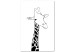 Canvas Art Print Giraffe with a long neck - black, minimalist portrait of a giraffe isolated on white 125718