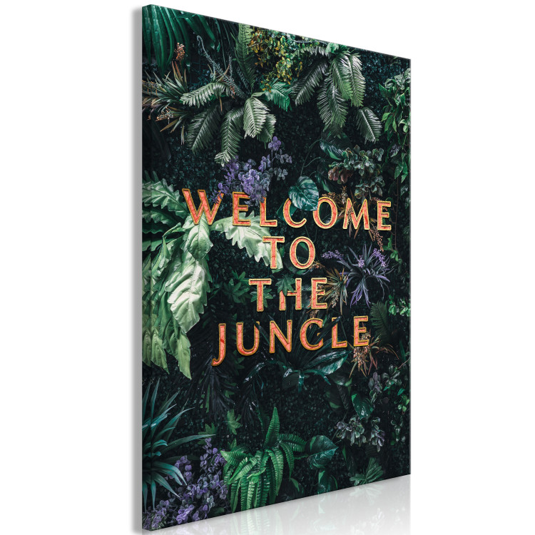 Canvas Print Welcome to the Jungle (1-part) vertical - text against a jungle background 128818 additionalImage 2