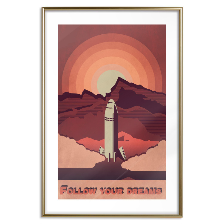 Wall Poster Space Flight - black and white landscape of rocket and space with texts 128918 additionalImage 14