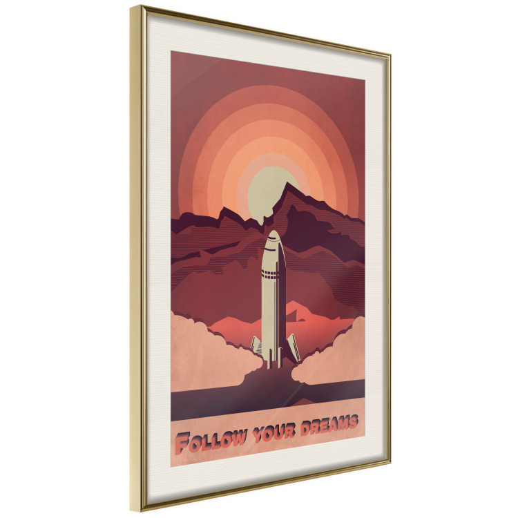Wall Poster Space Flight - black and white landscape of rocket and space with texts 128918 additionalImage 3