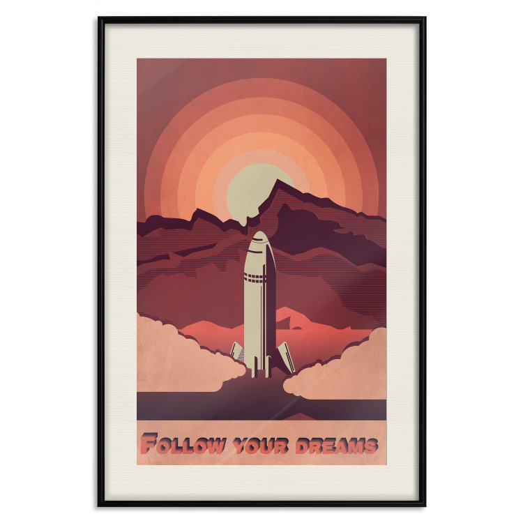Wall Poster Space Flight - black and white landscape of rocket and space with texts 128918 additionalImage 19