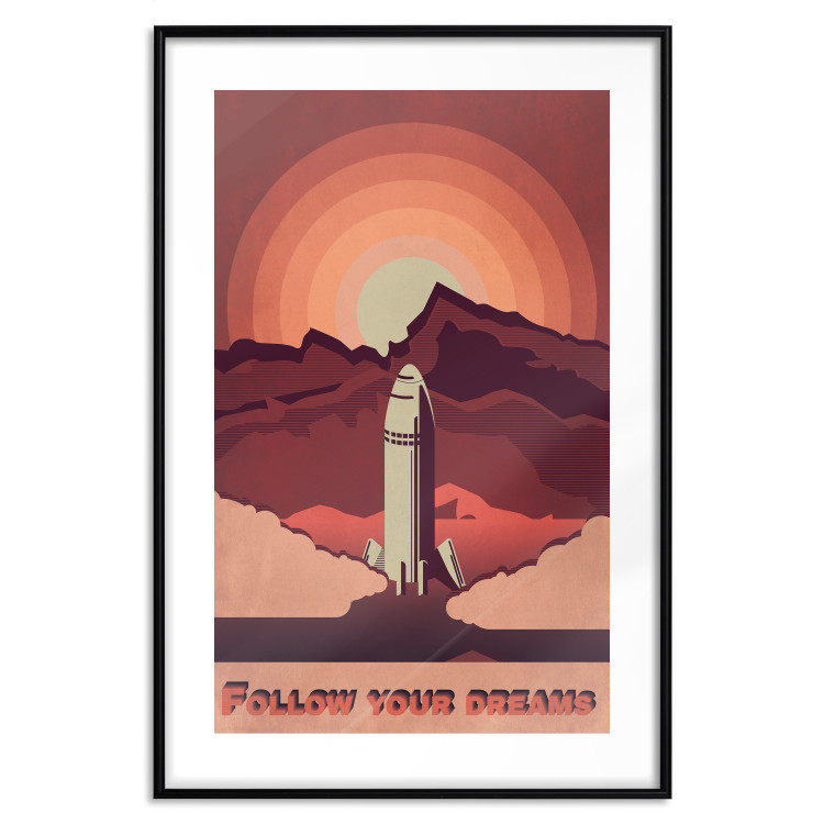 Wall Poster Space Flight - black and white landscape of rocket and space with texts 128918 additionalImage 17