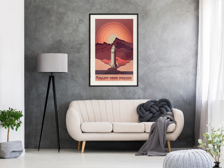 Wall Poster Space Flight - black and white landscape of rocket and space with texts 128918 additionalImage 24