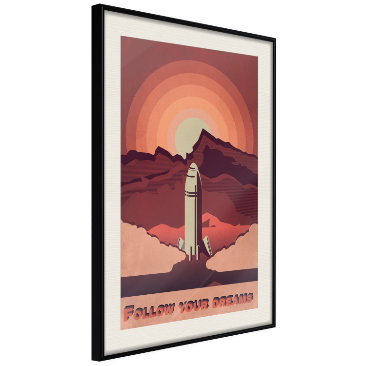 Wall Poster Space Flight - black and white landscape of rocket and space with texts 128918 additionalImage 2