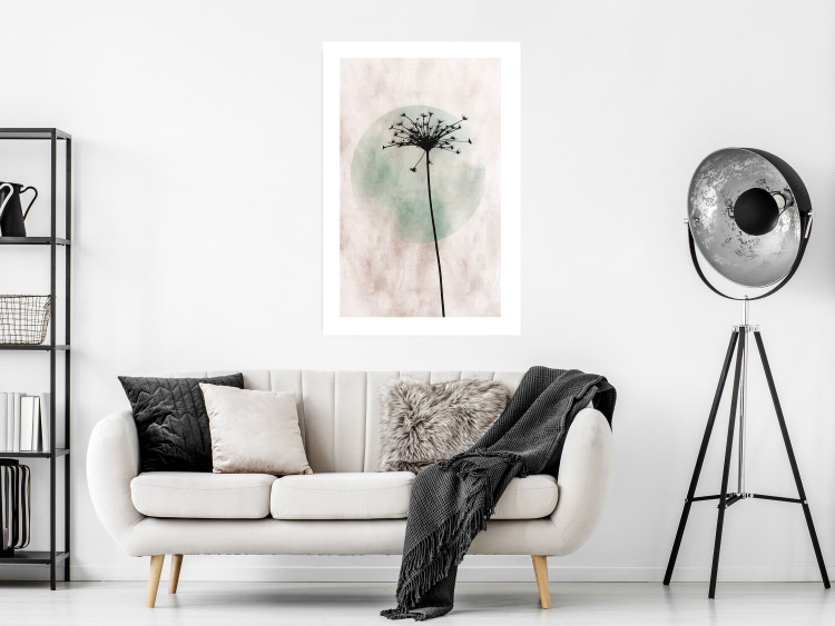 Wall Poster Autumn Evening - black dandelion flower on a light background with a large circle 131818 additionalImage 5