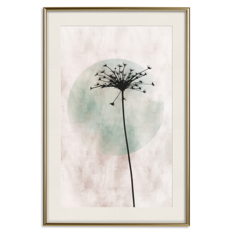 Wall Poster Autumn Evening - black dandelion flower on a light background with a large circle 131818 additionalImage 20
